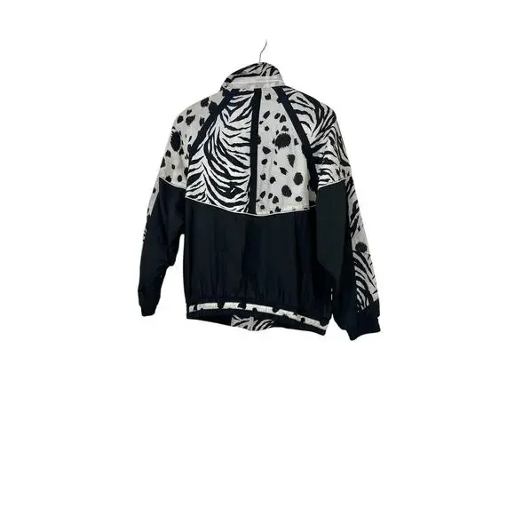 Vintage 90s EVR Windbreaker Jacket Animal Print Colorblock Zebra Spots Womens PL - Picture 7 of 12